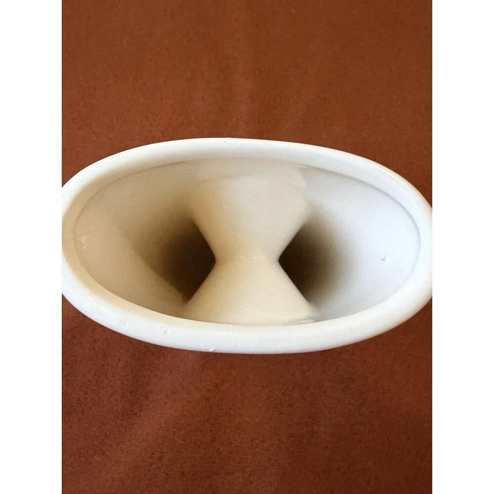 Gorgeous Modern White & Orange Peakaboo Vase small chip/hairline crack-see photo